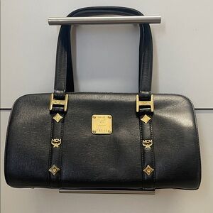 MCM Black Shoulder Bag with Gold Accents